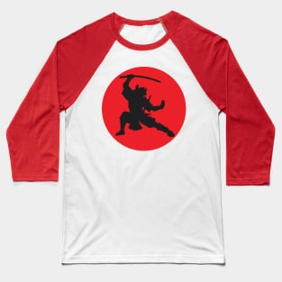 Samurai with Japanese Red Sun Baseball T-Shirt